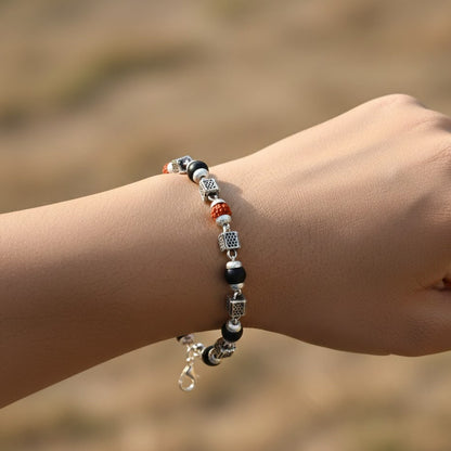 Silver Plated Rudraksha Karungali Bracelet