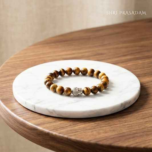 Tiger Eye Gemstone Bracelet with Buddha Charm – Natural Protection Stone