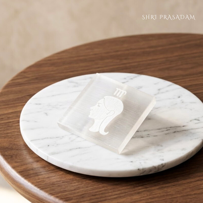Virgo Zodiac Carved Selenite Plate