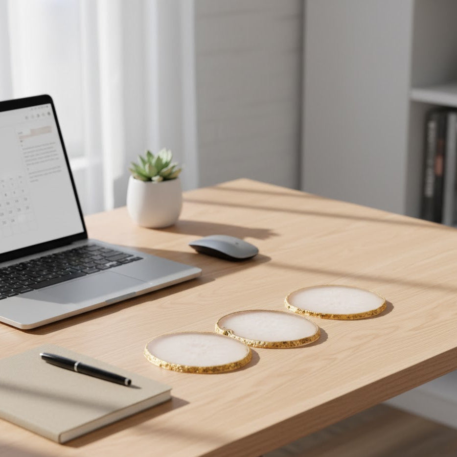 White Agate Crystal Coasters