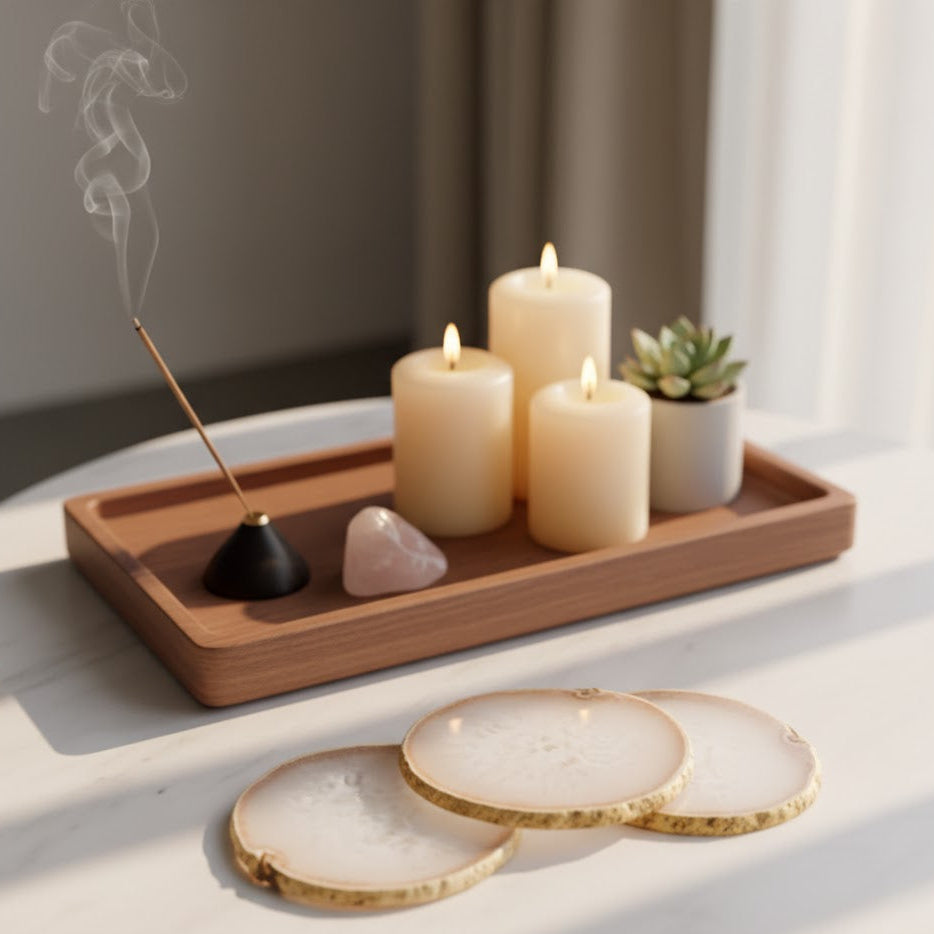 White Agate Crystal Coasters
