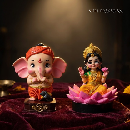 Cute Ganesh Lakshmi Idols Set (Combo Offer - 10%)