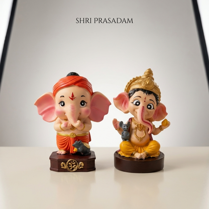 Divine Bal Ganesh & Little Ganesha with Mooshak Idol Set (15% OFF)