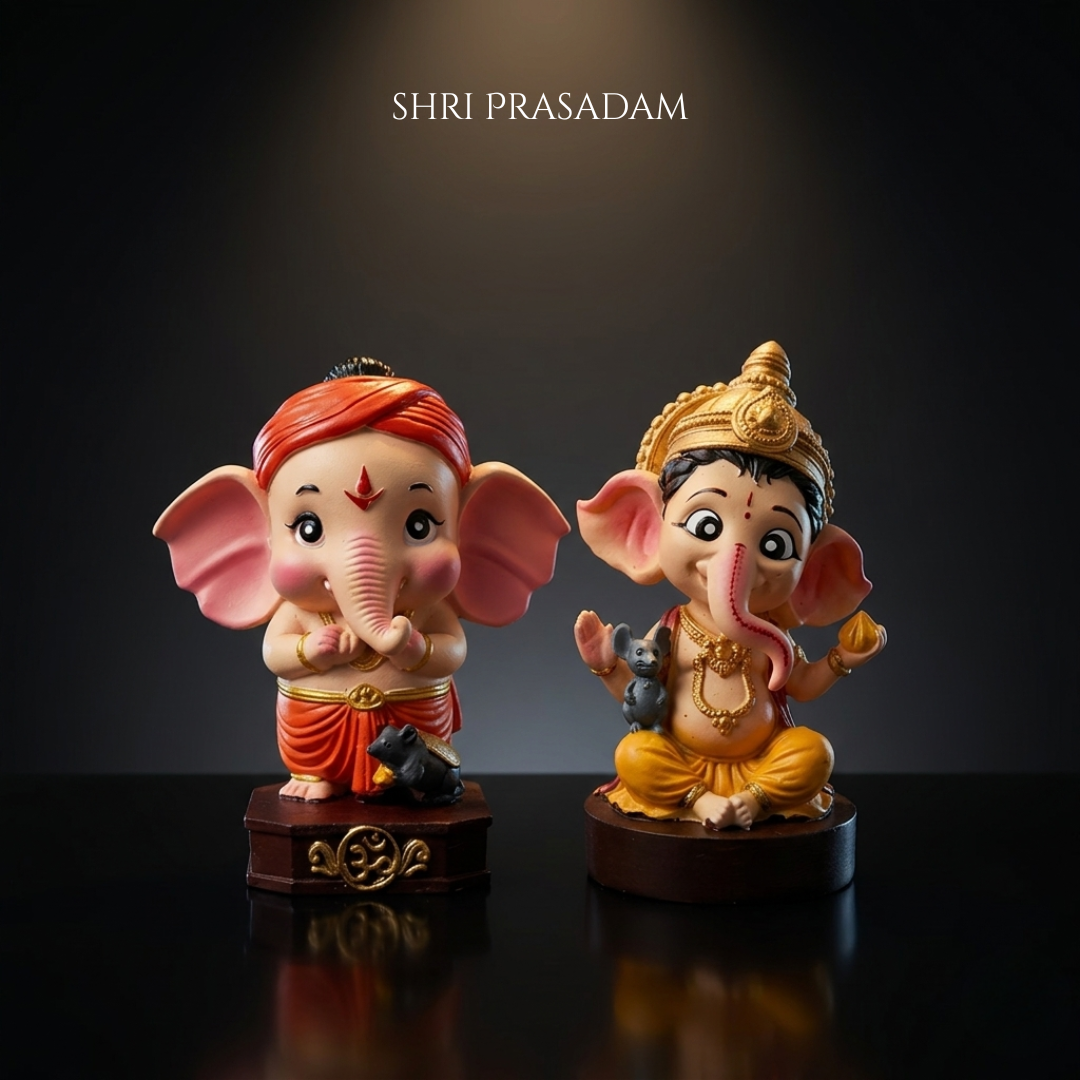 Divine Bal Ganesh & Little Ganesha with Mooshak Idol Set (15% OFF)