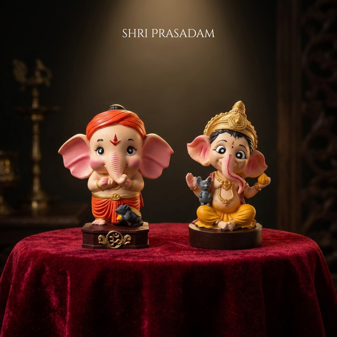 Divine Bal Ganesh & Little Ganesha with Mooshak Idol Set (15% OFF)