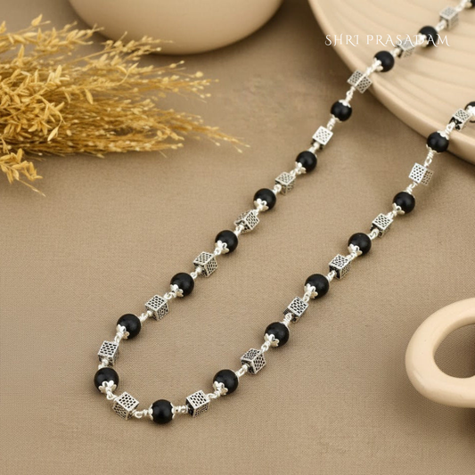 Karungali Silver Mala (Square Beads)