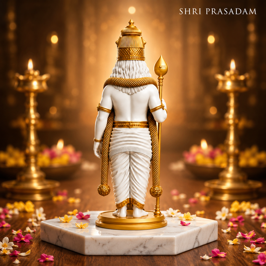 White & Gold Lord Murugan Statue for Home and Gifting