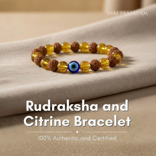 Rudraksha and Citrine Bracelet