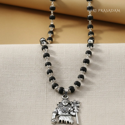 Silver Plated Lord Shiv Pendant With Karungali Mala