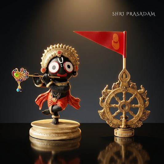 Standing Jagnnath Murti with Mahachakra Flag