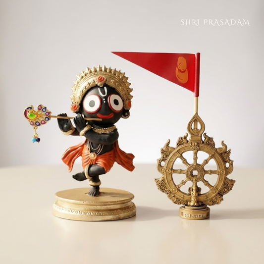 Standing Jagnnath Murti with Mahachakra Flag